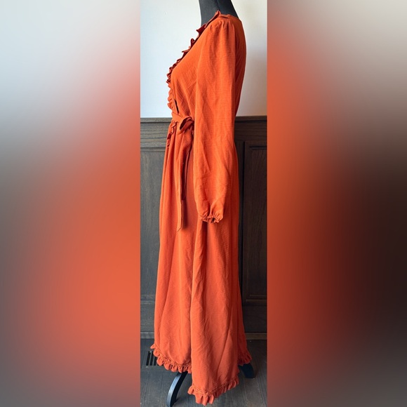 Simplee Apparel Terracotta Long Sleeve Boho western Dress NWT Medium - Picture 4 of 8